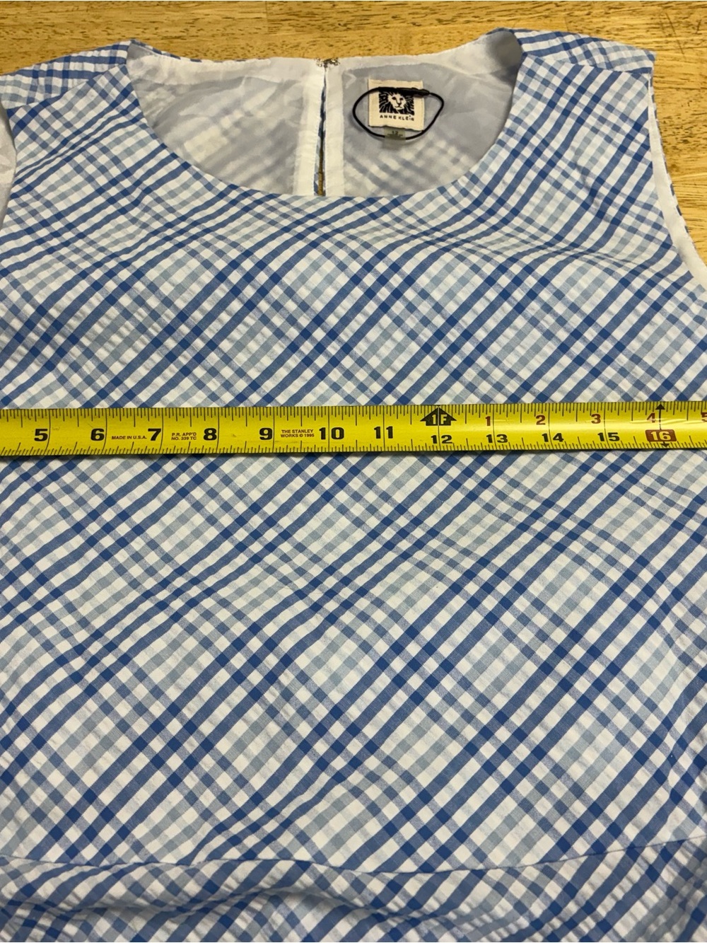 Anne Klein Light Blue and White Plaid Maxi Dress - Picture 3 of 4